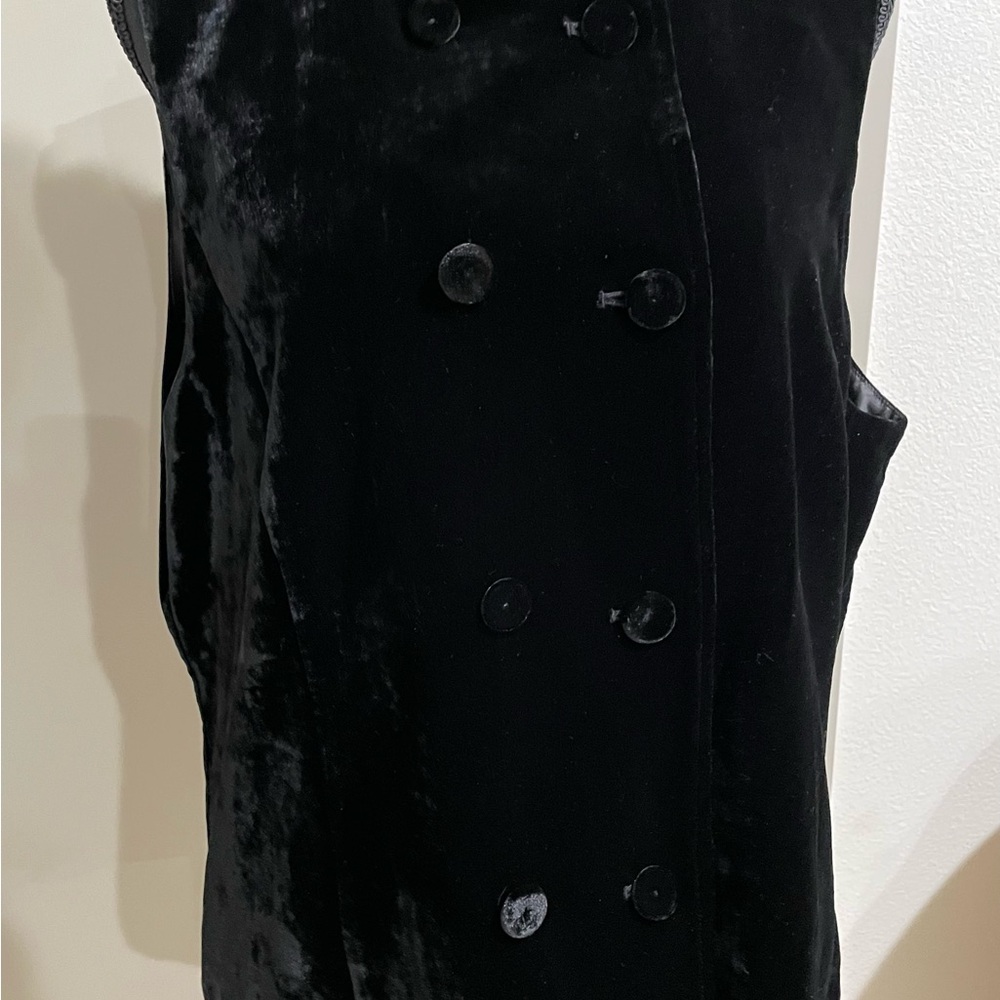 Elegant Black Velvet Double-Breasted Vest